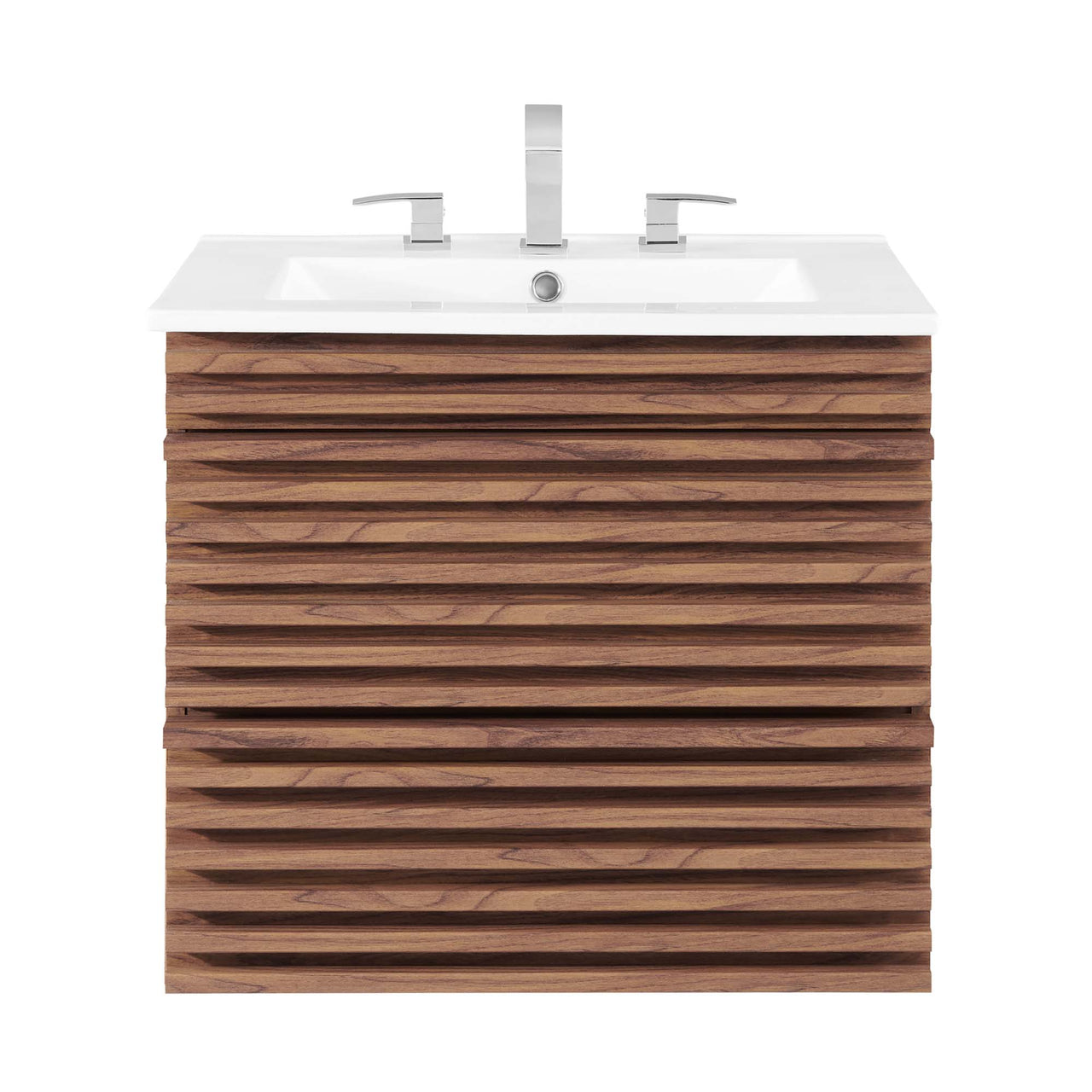 Ventra Floating Vanity Unit, Small, Walnut & White