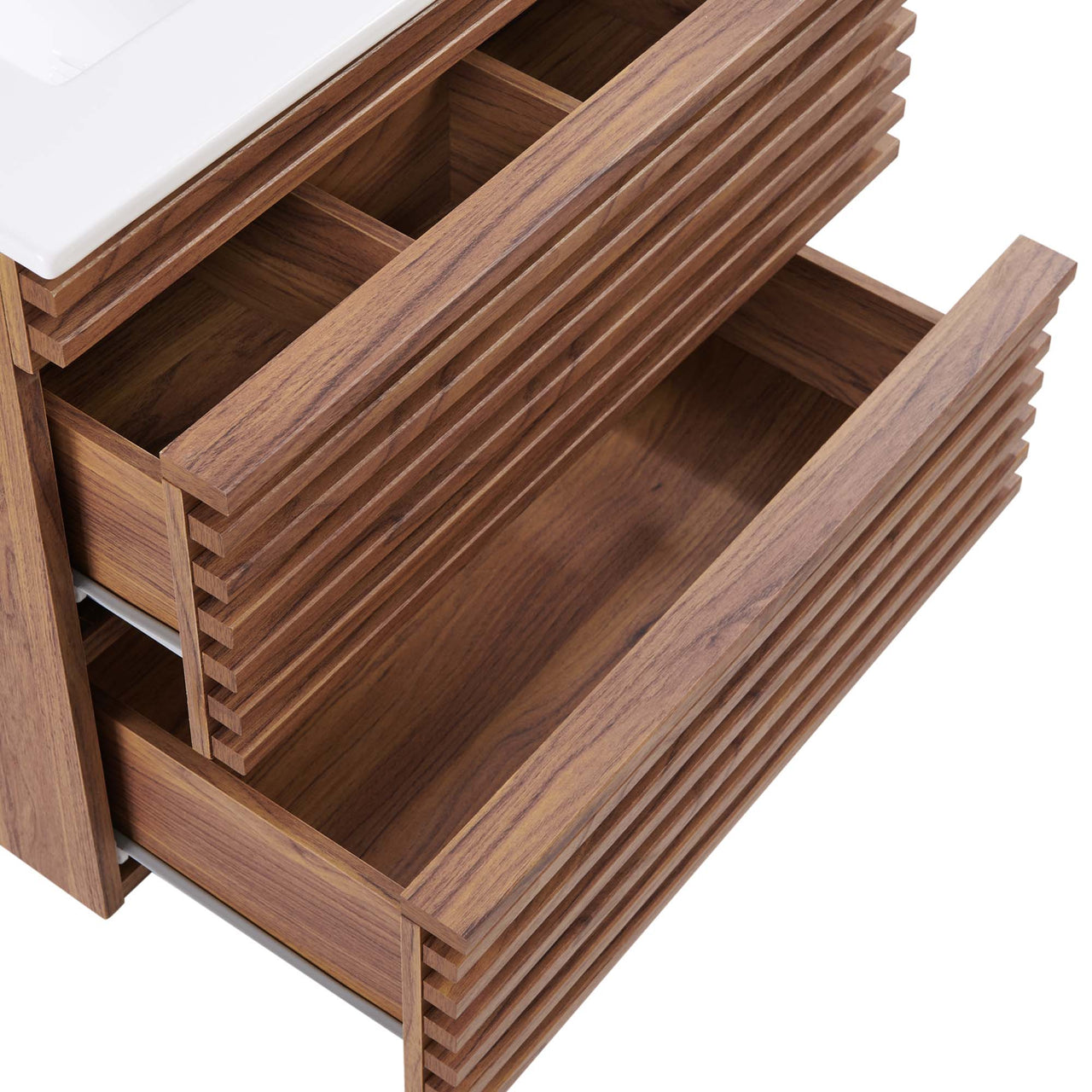 Ventra Floating Vanity Unit, Small, Walnut & White