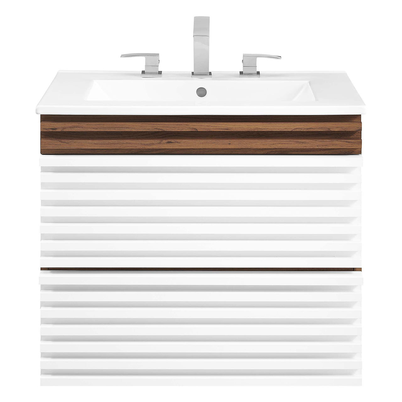 Ventra Floating Vanity Unit, Small, Walnut & White