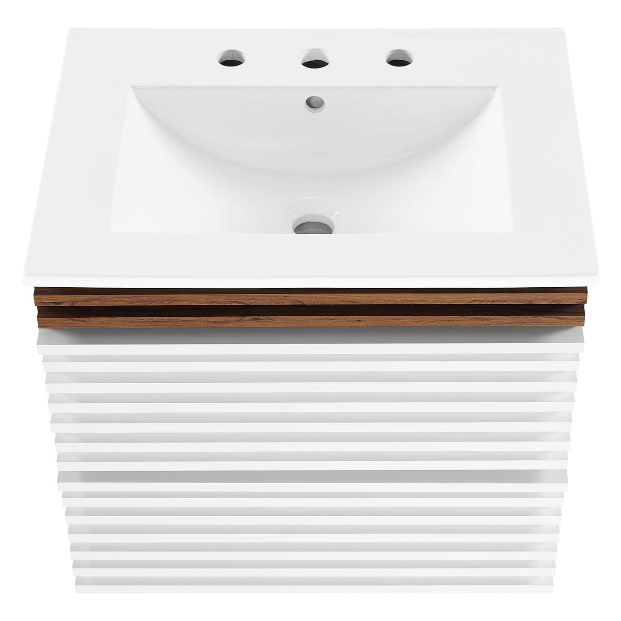 Ventra Floating Vanity Unit, Small, Walnut & White