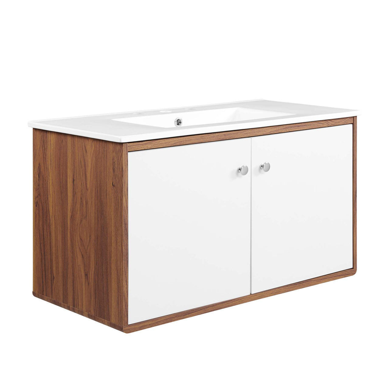 Erisen Floating Vanity Unit, Large, Walnut & White