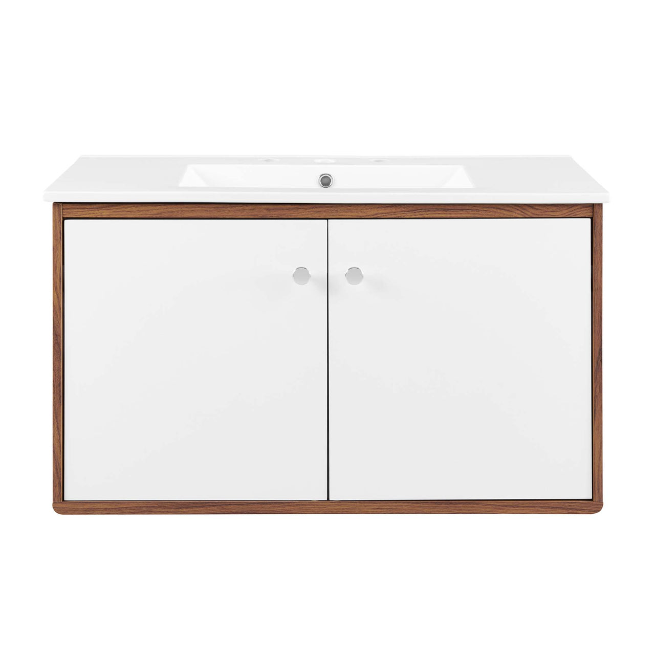 Erisen Floating Vanity Unit, Large, Walnut & White