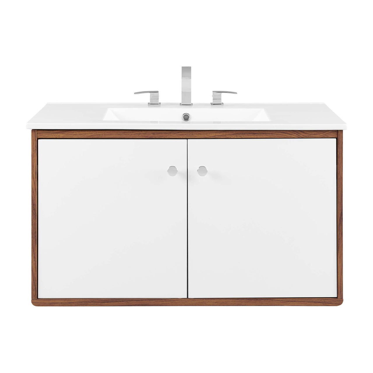 Erisen Floating Vanity Unit, Large, Walnut & White