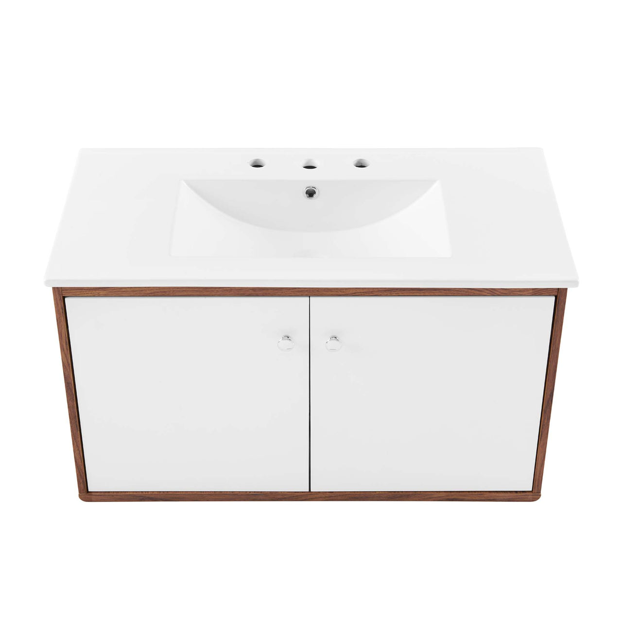 Erisen Floating Vanity Unit, Large, Walnut & White