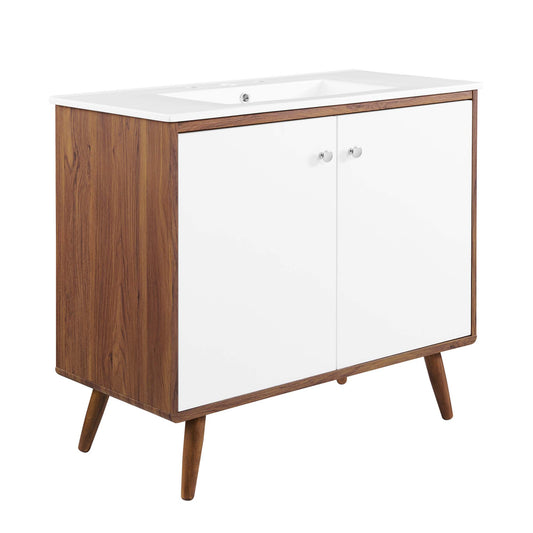 Erisen Vanity Unit, Large, Walnut & White