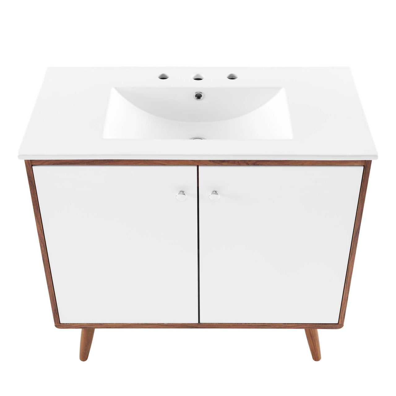 Erisen Vanity Unit, Large, Walnut & White