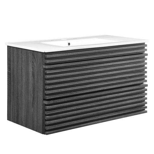 Ventra Floating Vanity Unit, Large, Charcoal & White