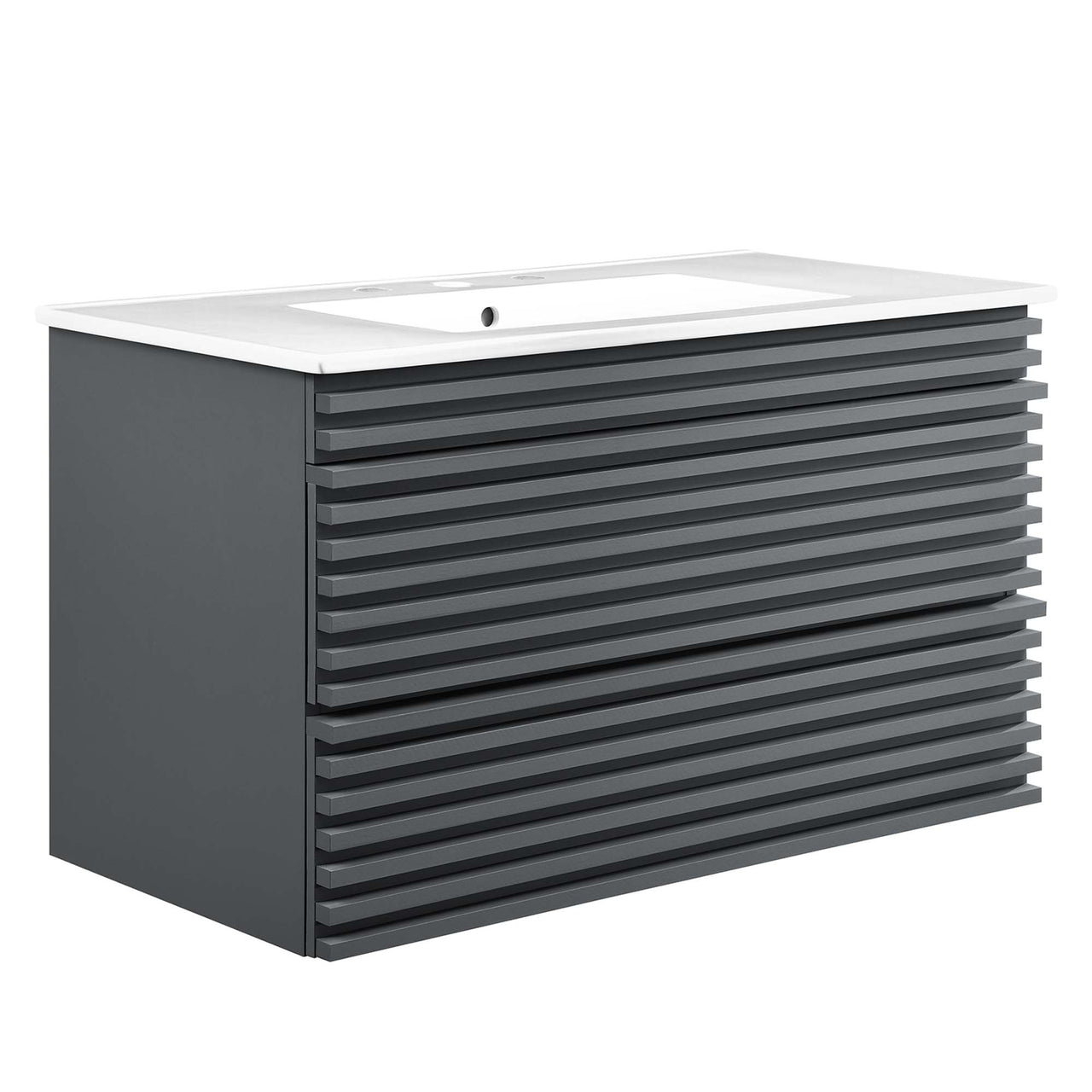 Ventra Floating Vanity Unit, Large, Gray & White