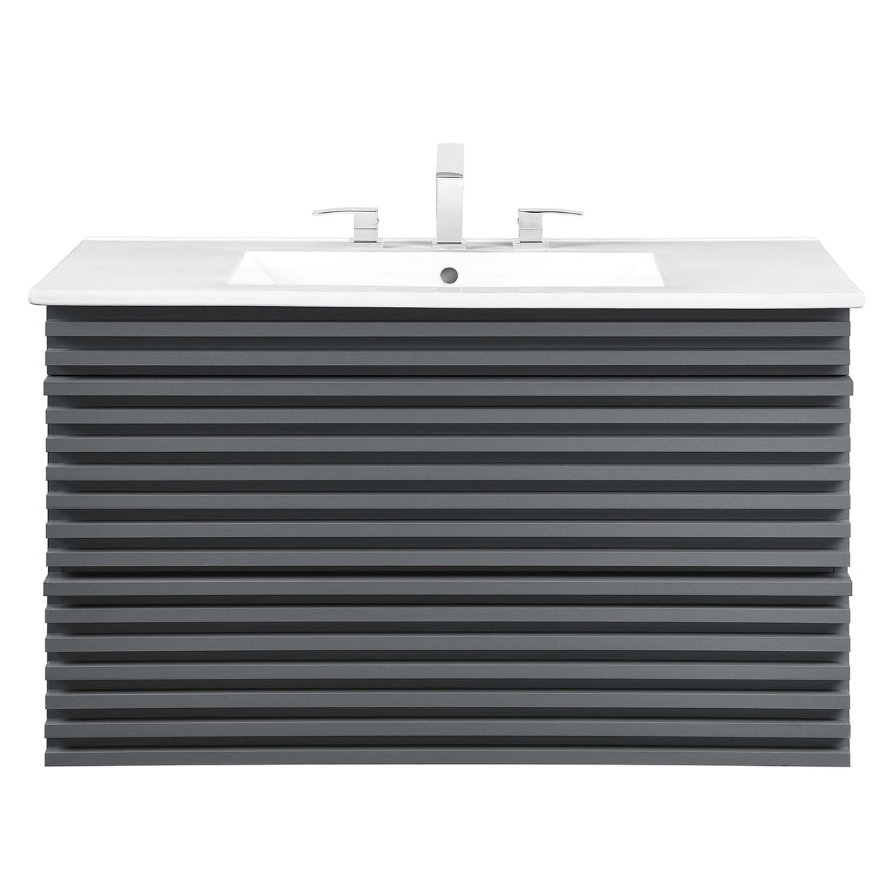 Ventra Floating Vanity Unit, Large, Gray & White