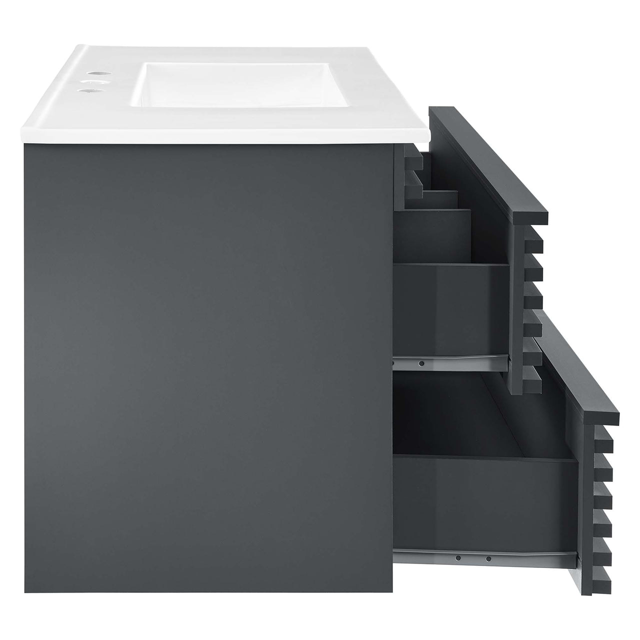 Ventra Floating Vanity Unit, Large, Gray & White