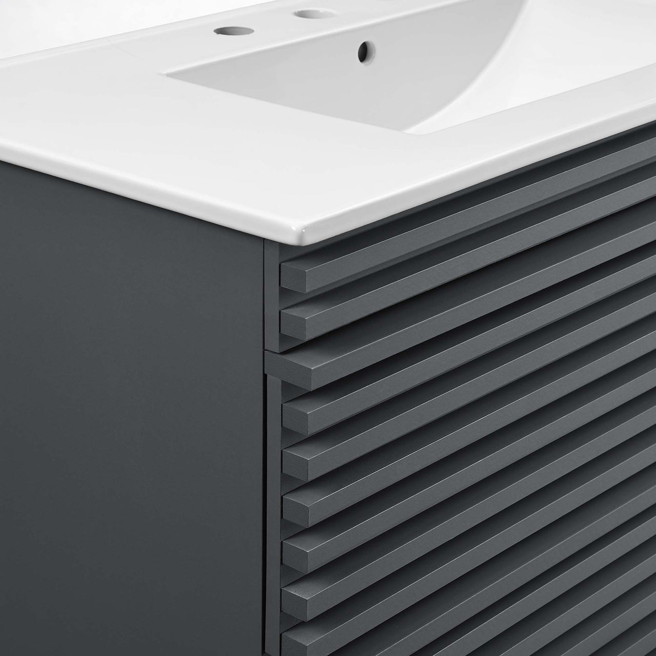 Ventra Floating Vanity Unit, Large, Gray & White