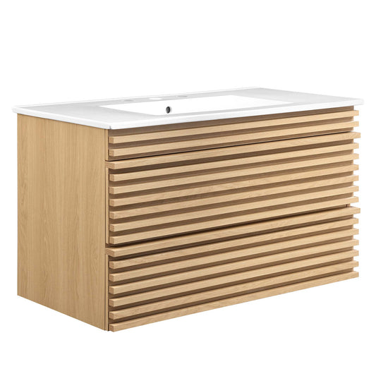 Ventra Floating Vanity Unit, Large, Oak & White