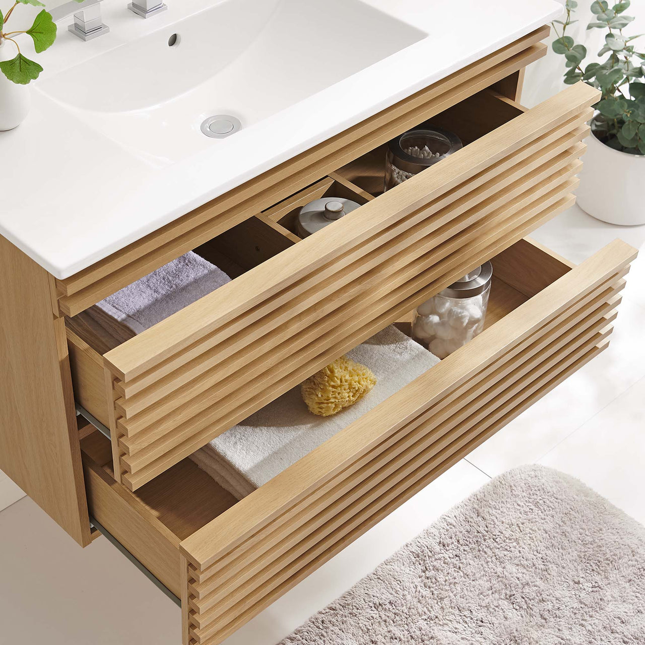 Ventra Floating Vanity Unit, Large, Oak & White