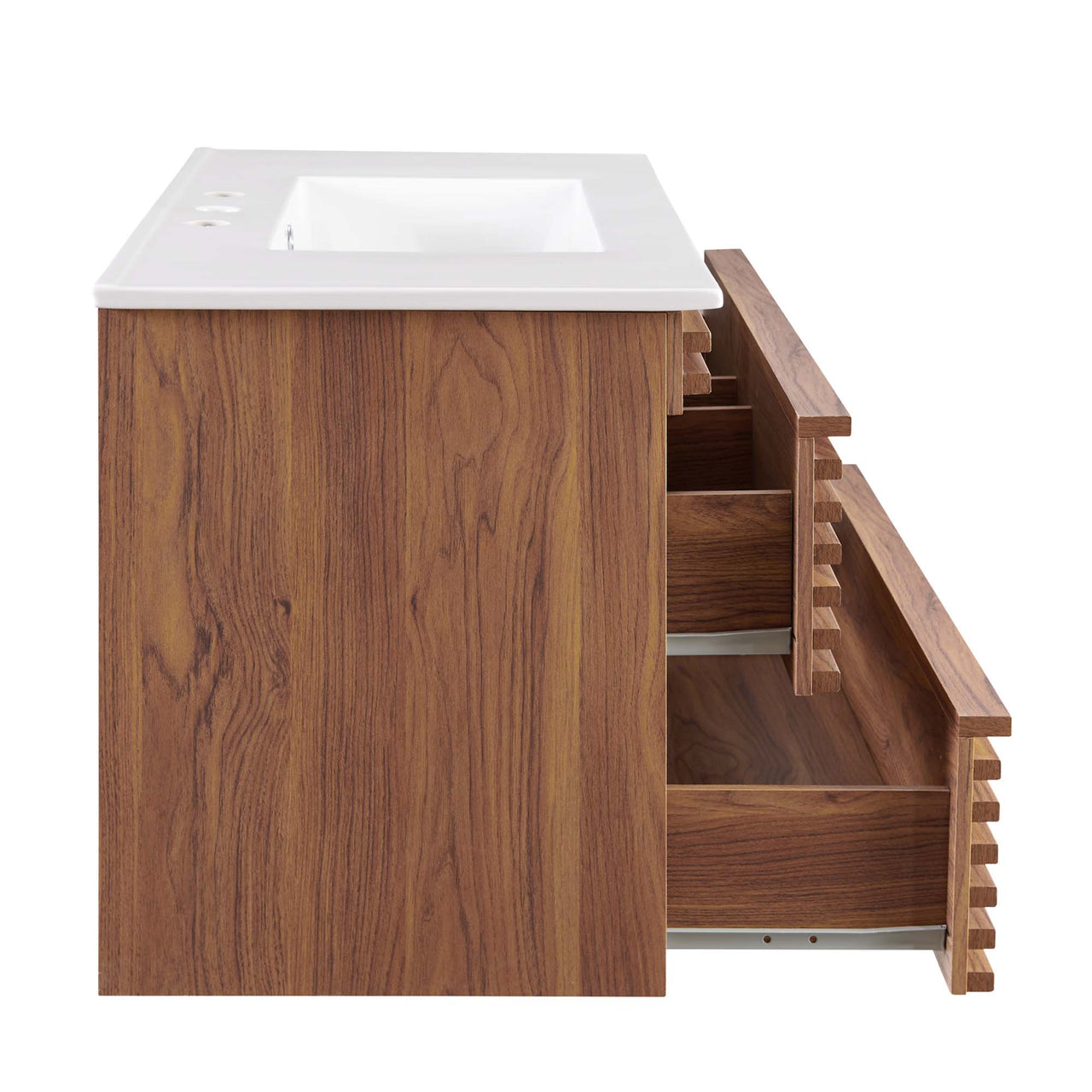Ventra Floating Vanity Unit, Large, Walnut & White