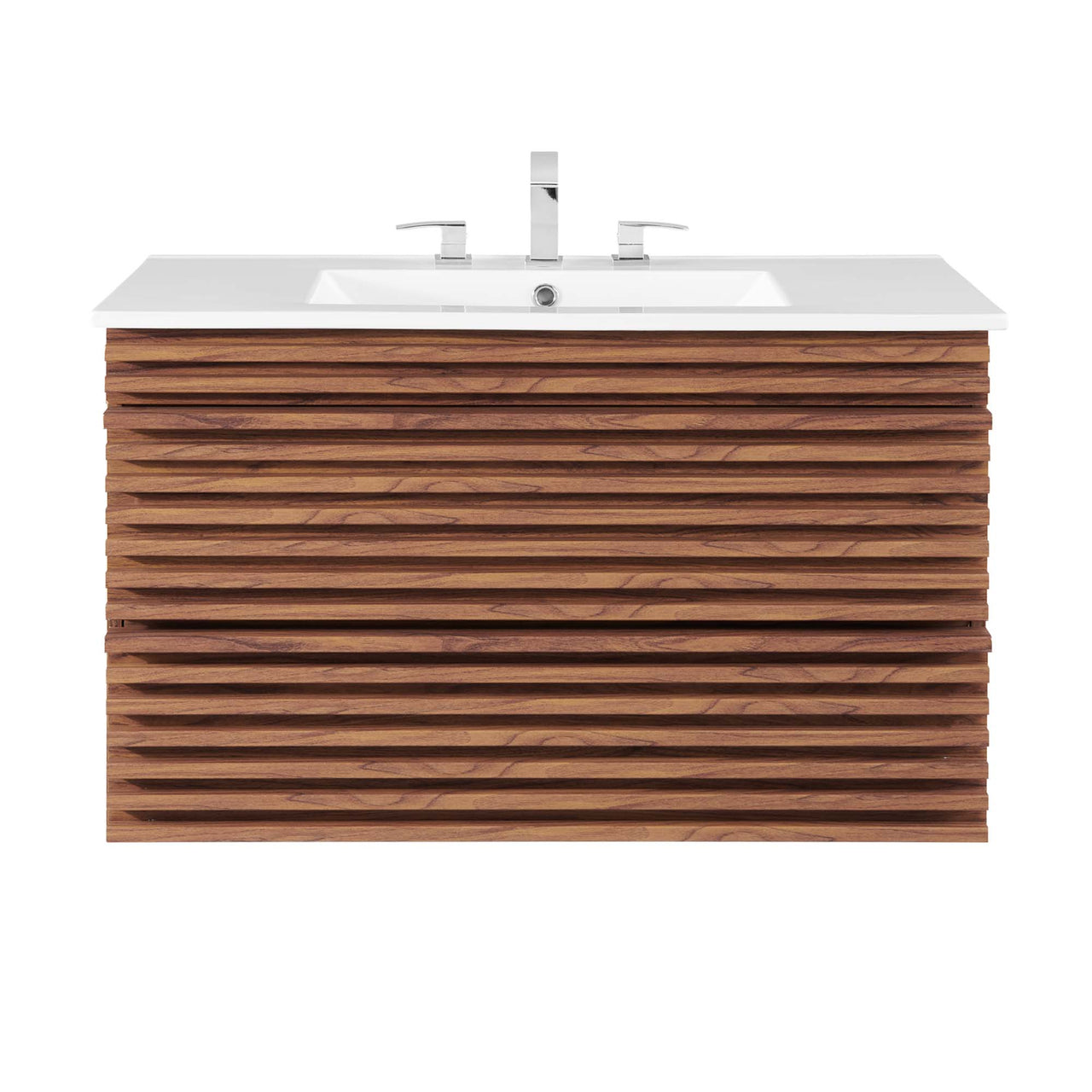 Ventra Floating Vanity Unit, Large, Walnut & White