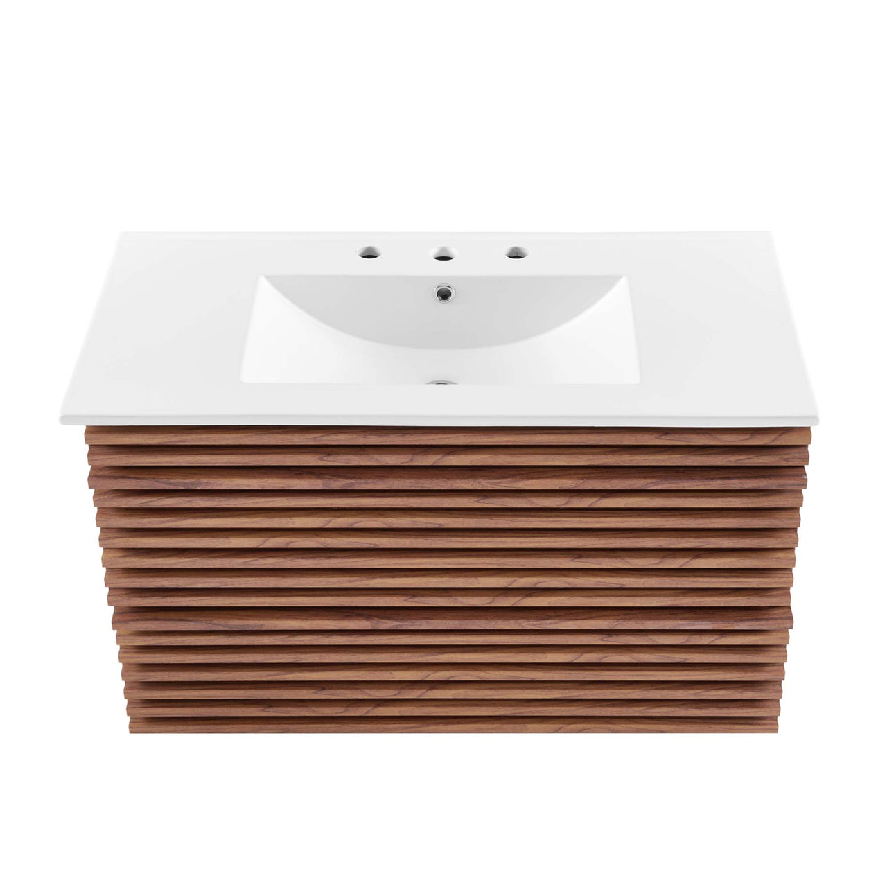 Ventra Floating Vanity Unit, Large, Walnut & White