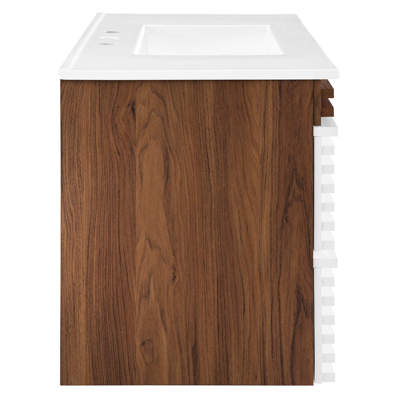 Ventra Floating Vanity Unit, Large, Walnut & White