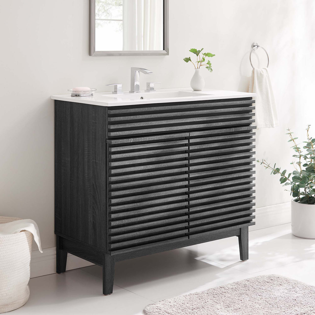 Ventra Vanity Unit, Large, Charcoal & White