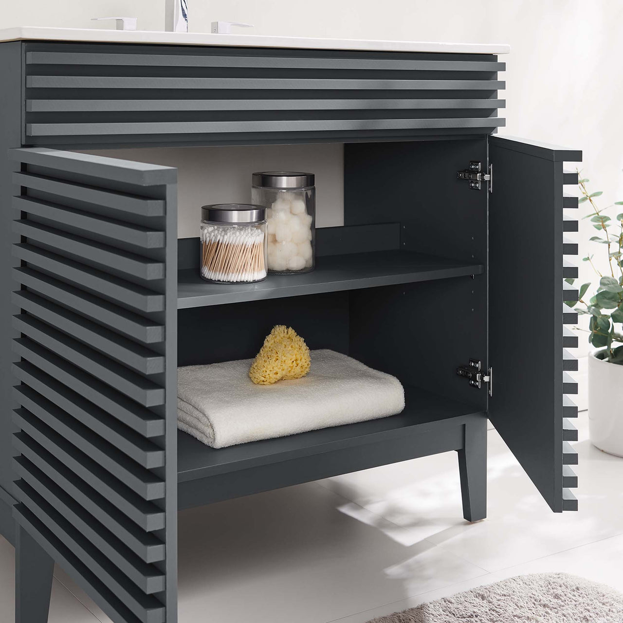 Ventra Vanity Unit, Large, Gray & White