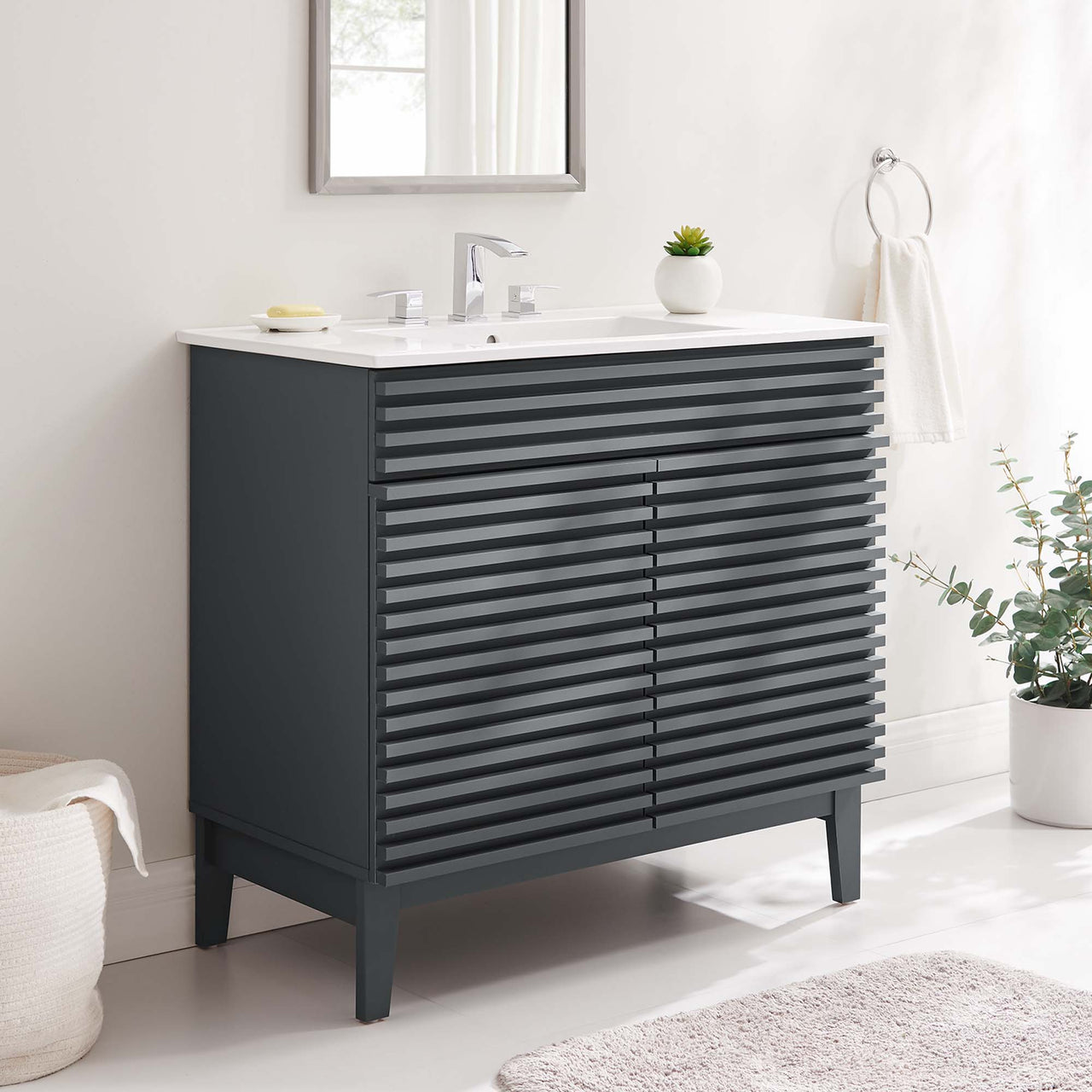 Ventra Vanity Unit, Large, Gray & White