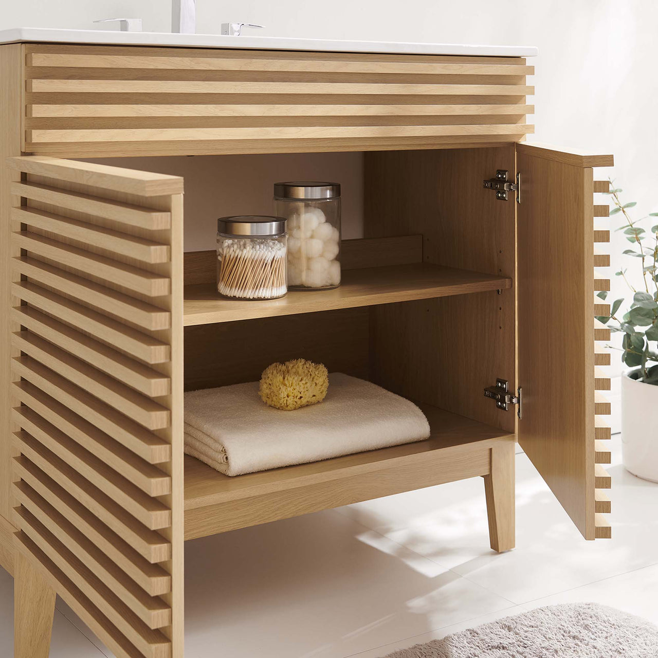 Ventra Vanity Unit, Large, Oak & White