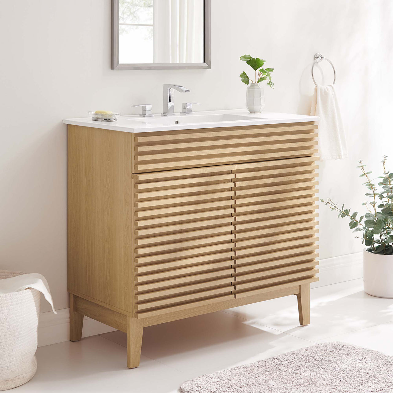 Ventra Vanity Unit, Large, Oak & White