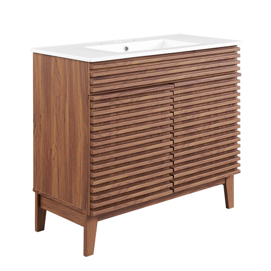 Ventra Vanity Unit, Large, Walnut & White