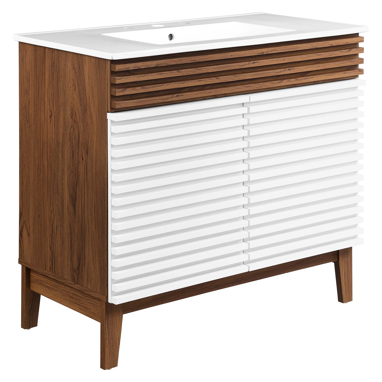 Ventra Vanity Unit, Large, Walnut & White