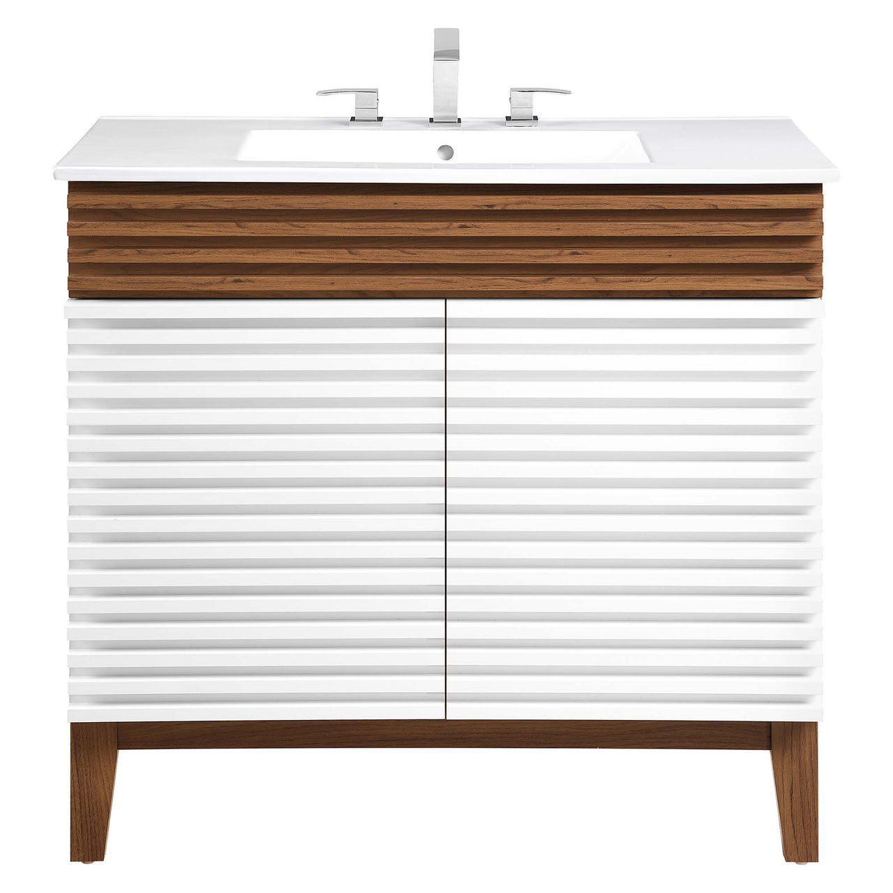 Ventra Vanity Unit, Large, Walnut & White