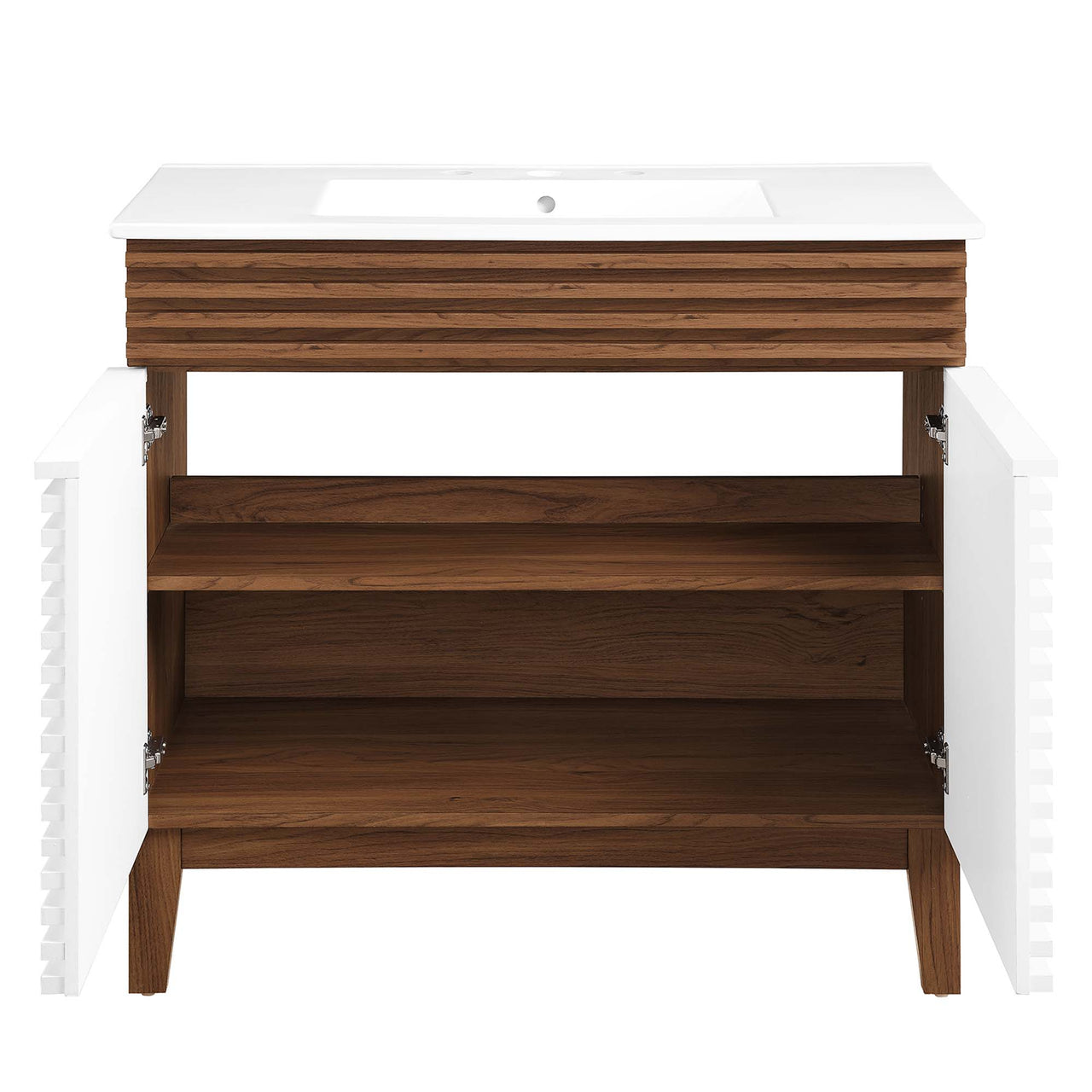 Ventra Vanity Unit, Large, Walnut & White