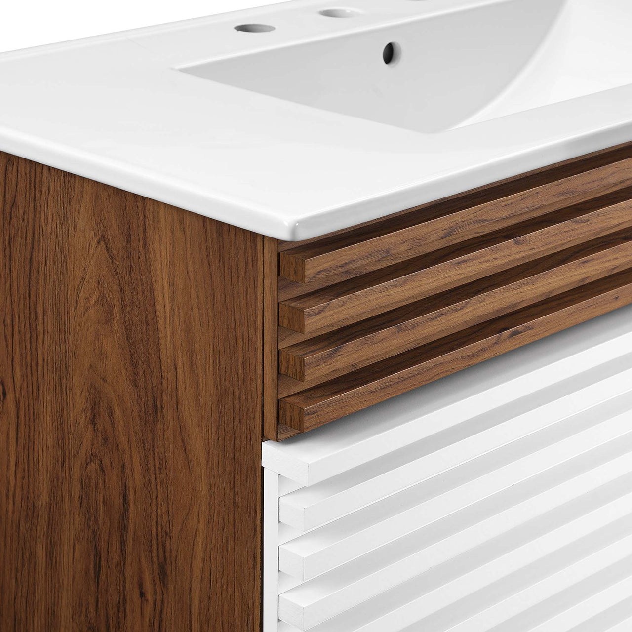Ventra Vanity Unit, Large, Walnut & White