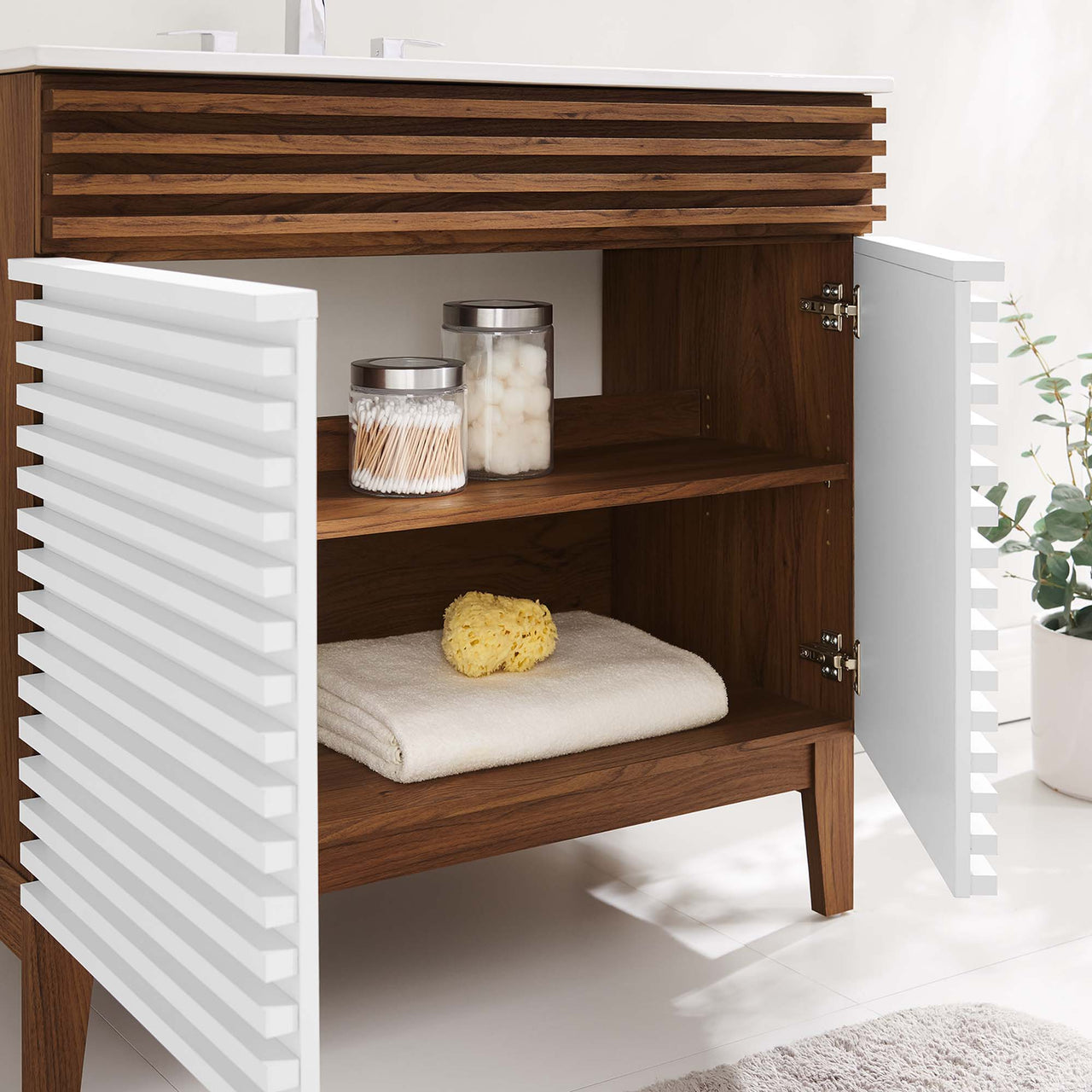 Ventra Vanity Unit, Large, Walnut & White