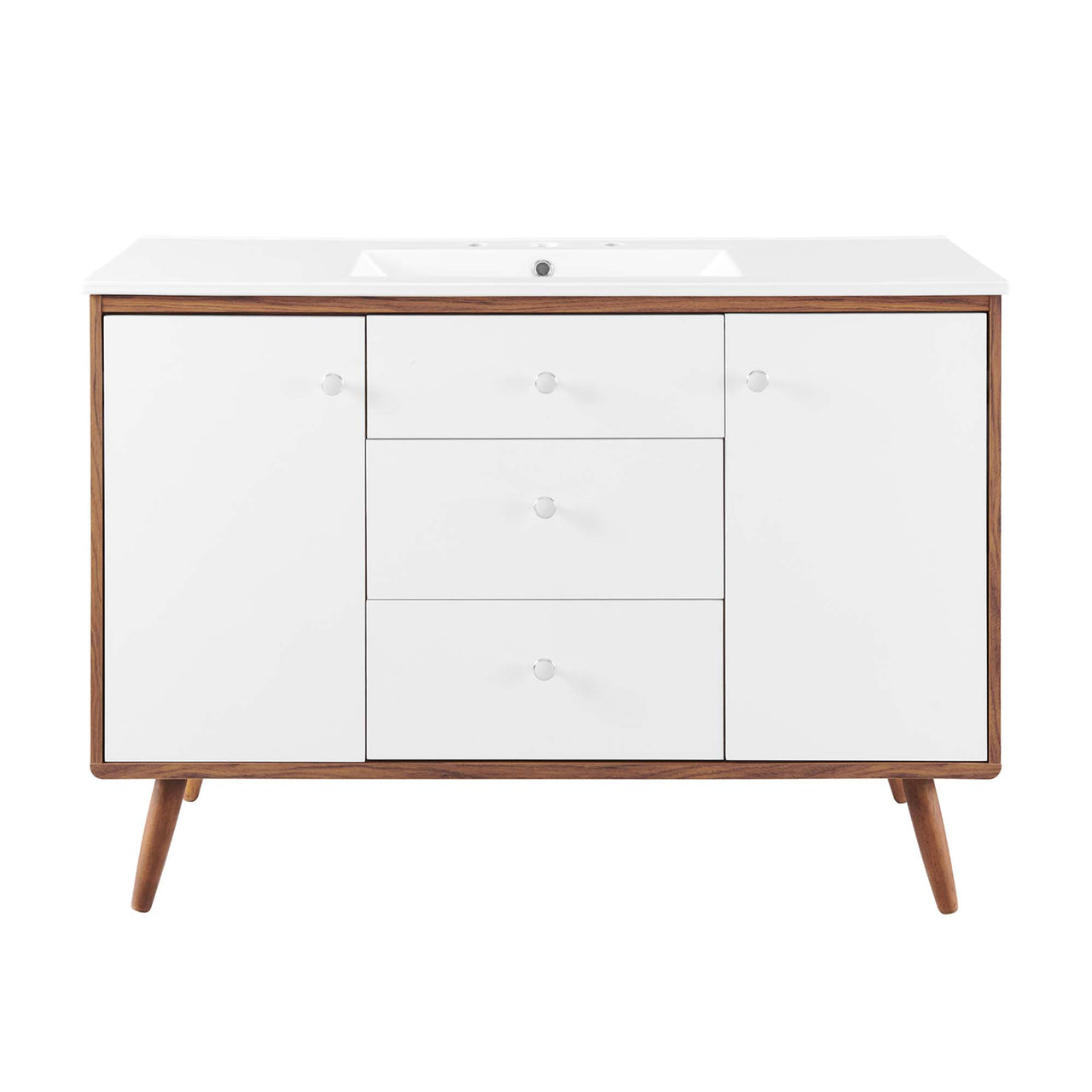 Erisen Single Sink Vanity Unit, Extra Large, Walnut & White