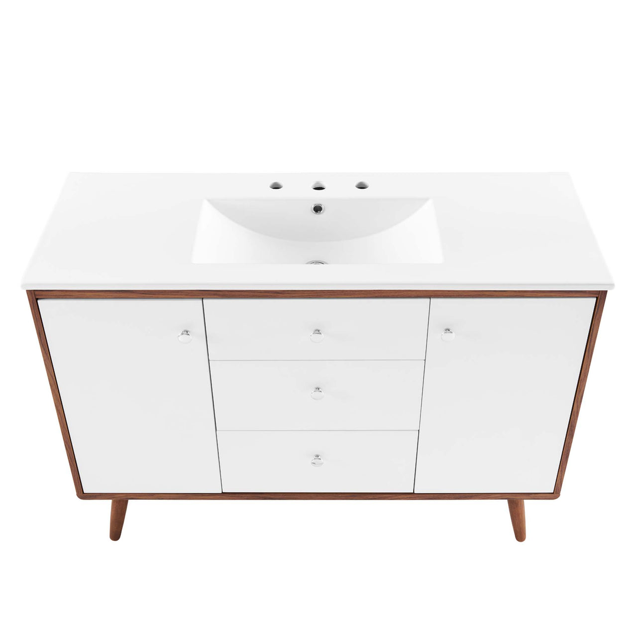 Erisen Single Sink Vanity Unit, Extra Large, Walnut & White