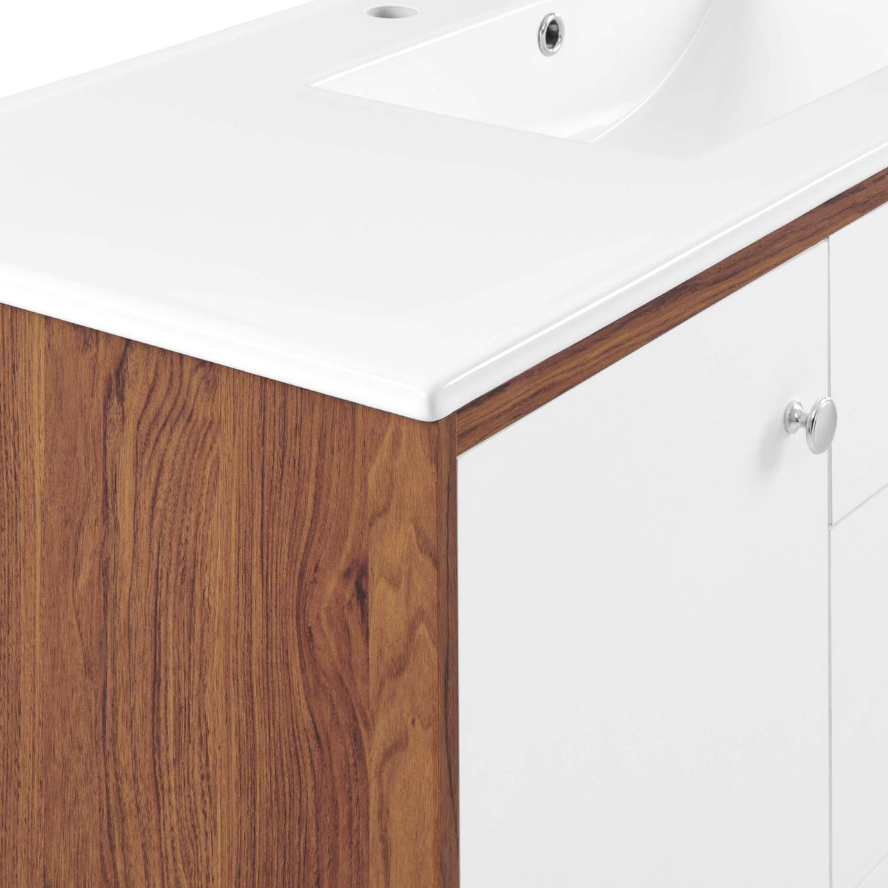 Erisen Single Sink Vanity Unit, Extra Large, Walnut & White