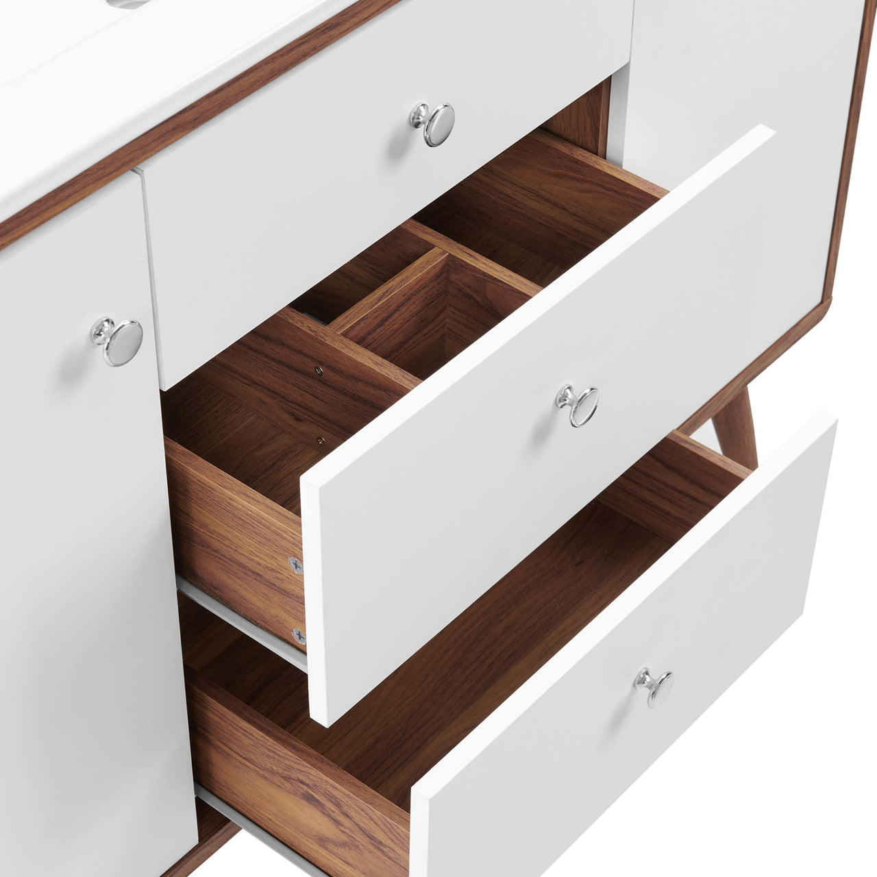 Erisen Single Sink Vanity Unit, Extra Large, Walnut & White