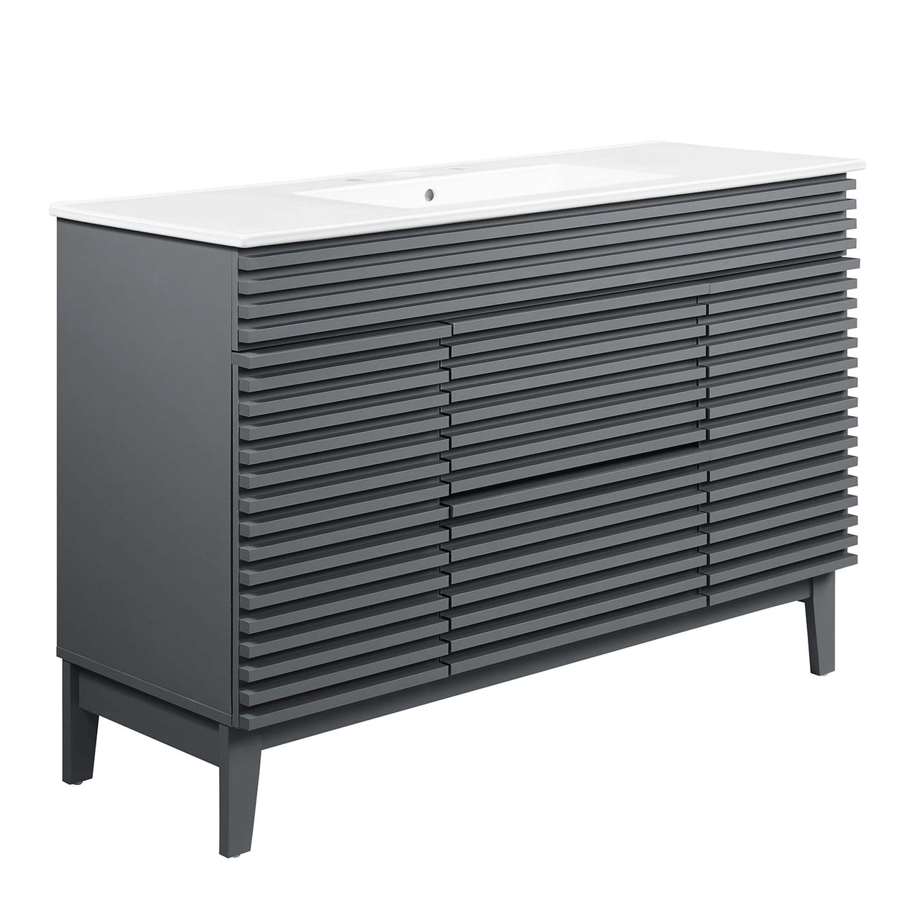 Ventra Single Sink Vanity Unit, Extra Large, Gray & White