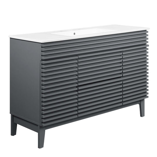 Ventra Single Sink Vanity Unit, Extra Large, Gray & White