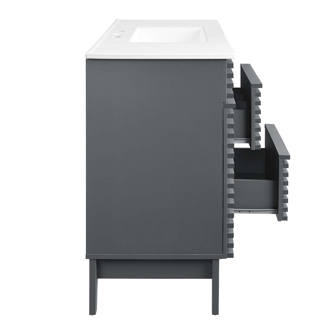 Ventra Single Sink Vanity Unit, Extra Large, Gray & White