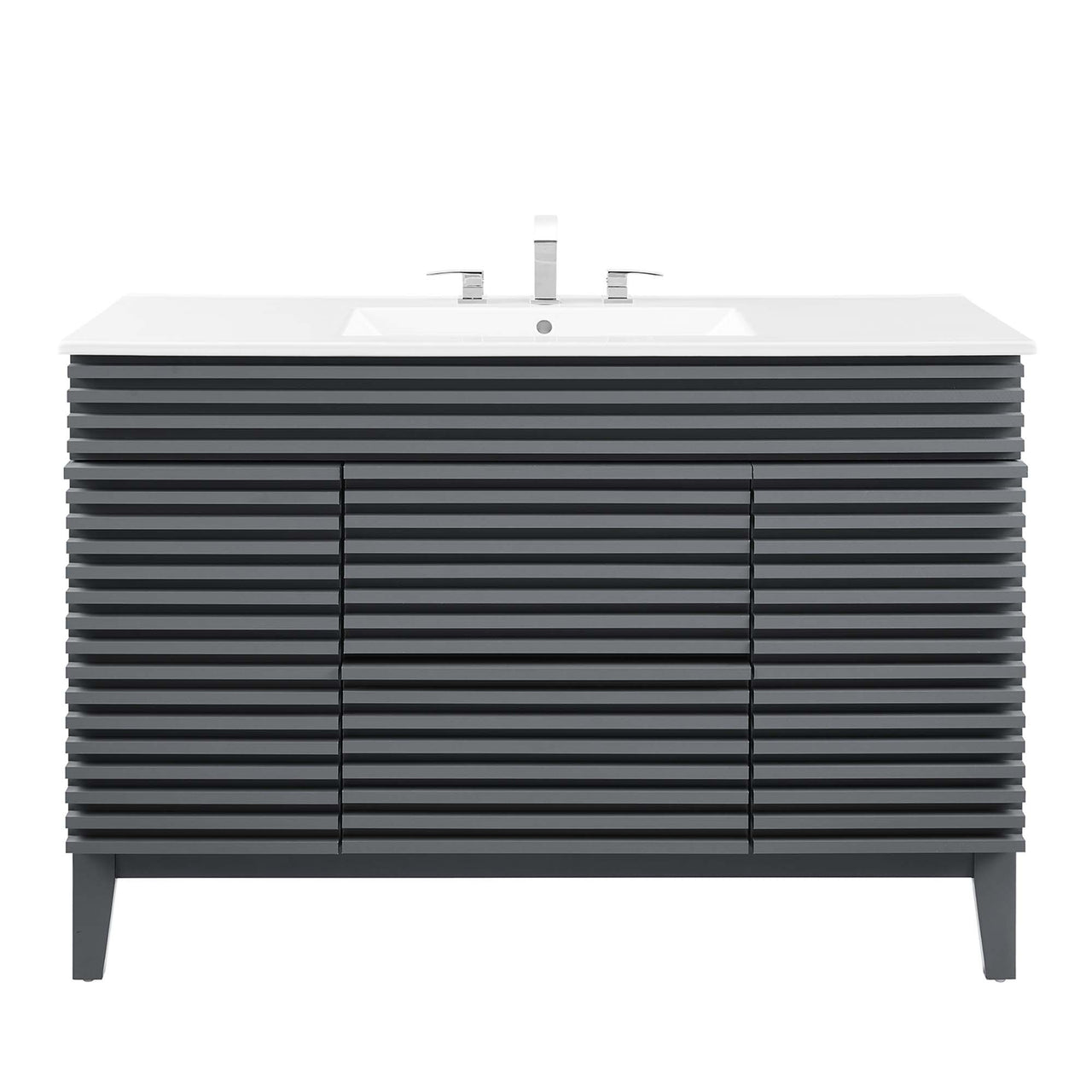 Ventra Single Sink Vanity Unit, Extra Large, Gray & White