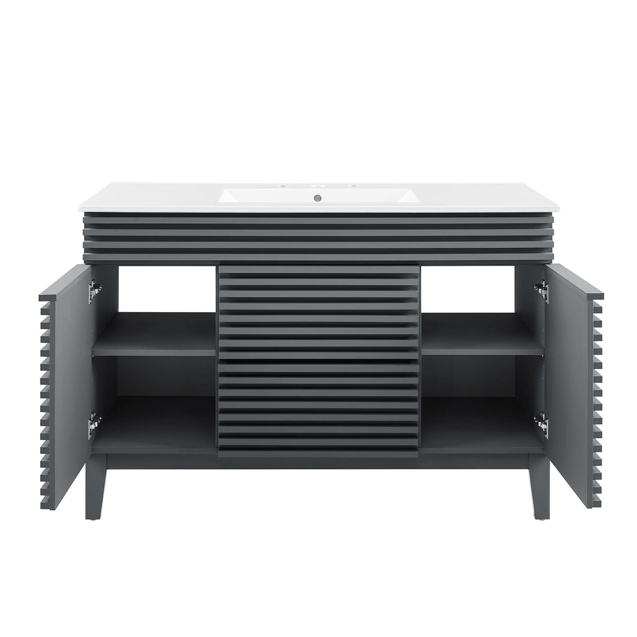 Ventra Single Sink Vanity Unit, Extra Large, Gray & White