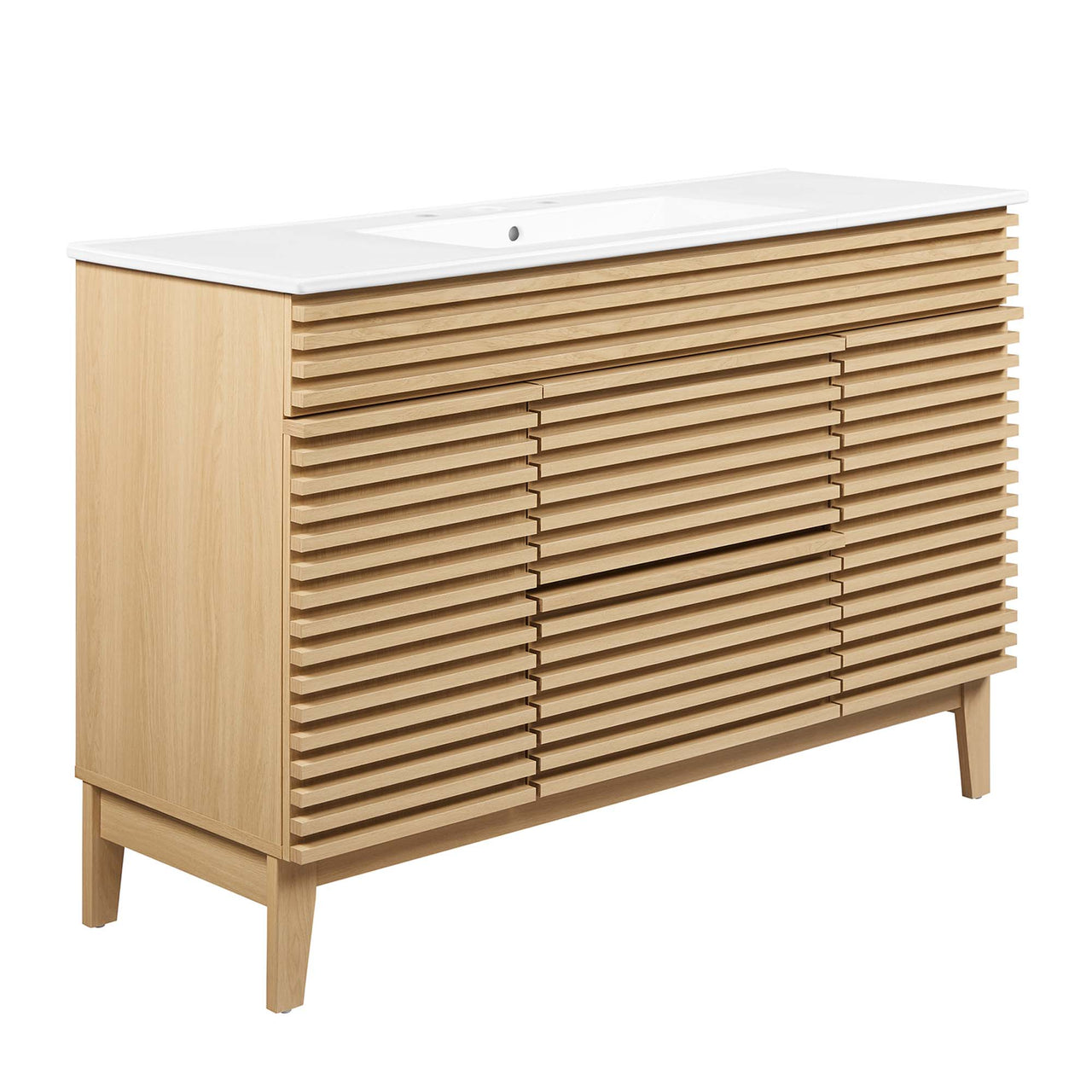 Ventra Single Sink Vanity Unit, Extra Large, Oak & White