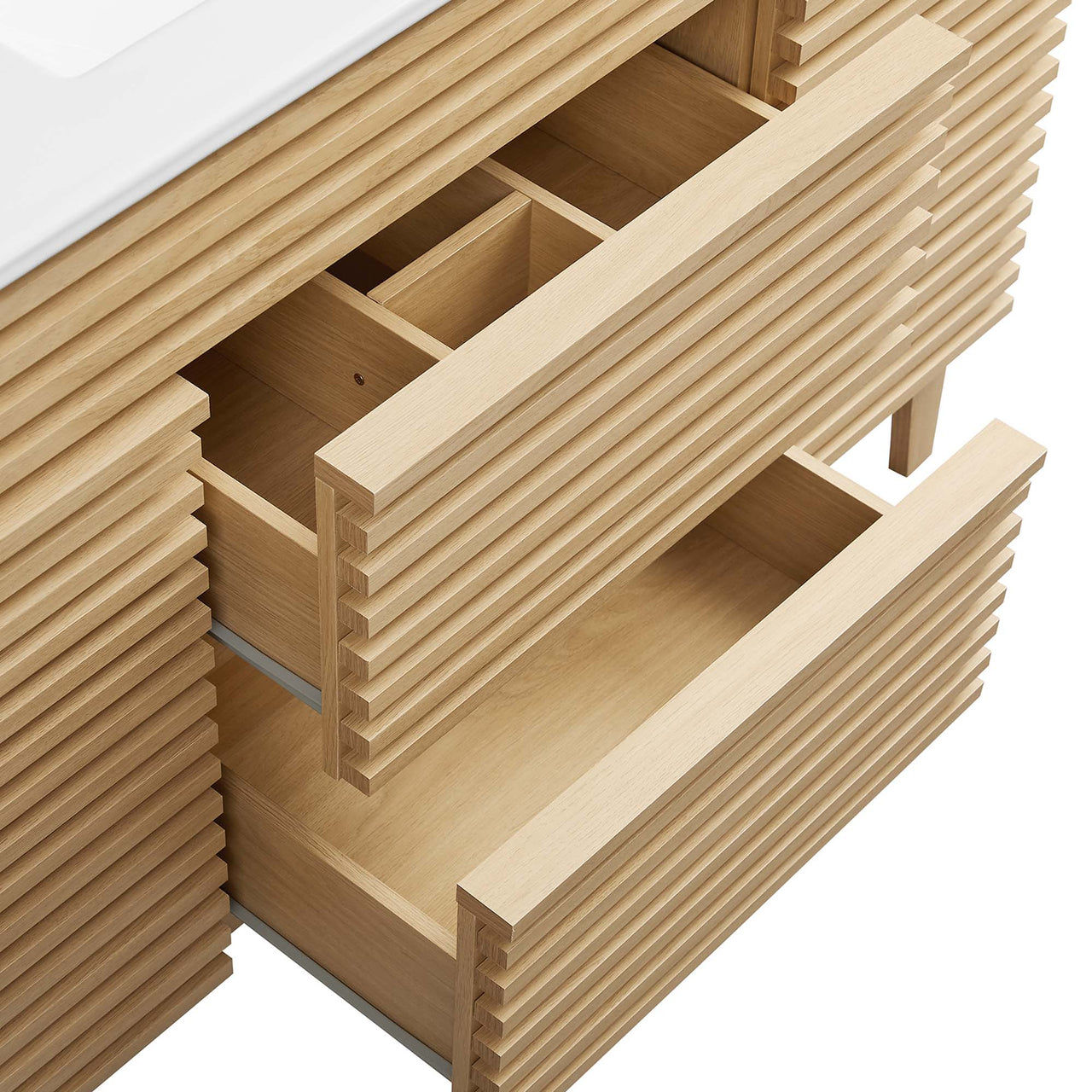 Ventra Single Sink Vanity Unit, Extra Large, Oak & White