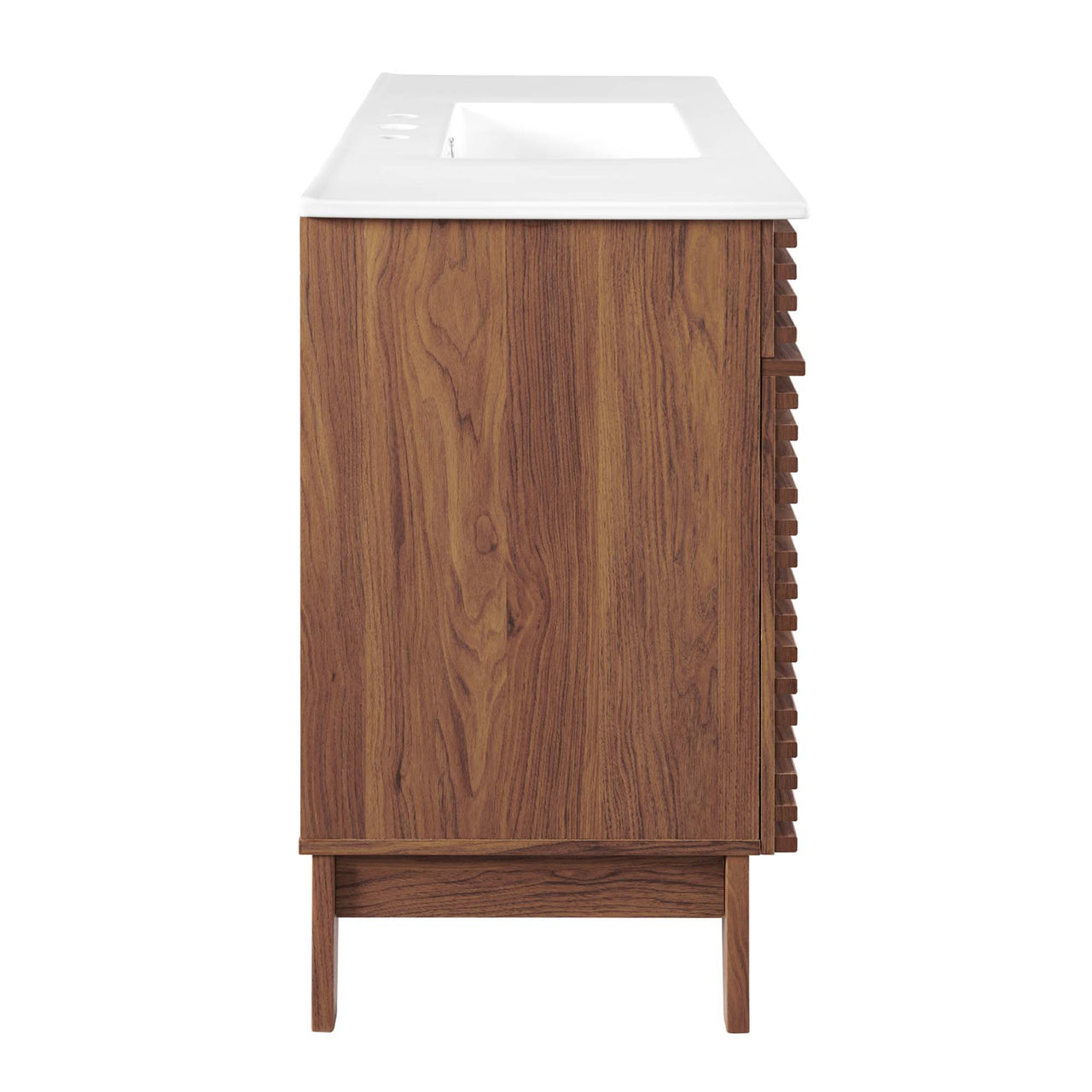 Ventra Single Sink Vanity Unit, Extra Large, Walnut & White