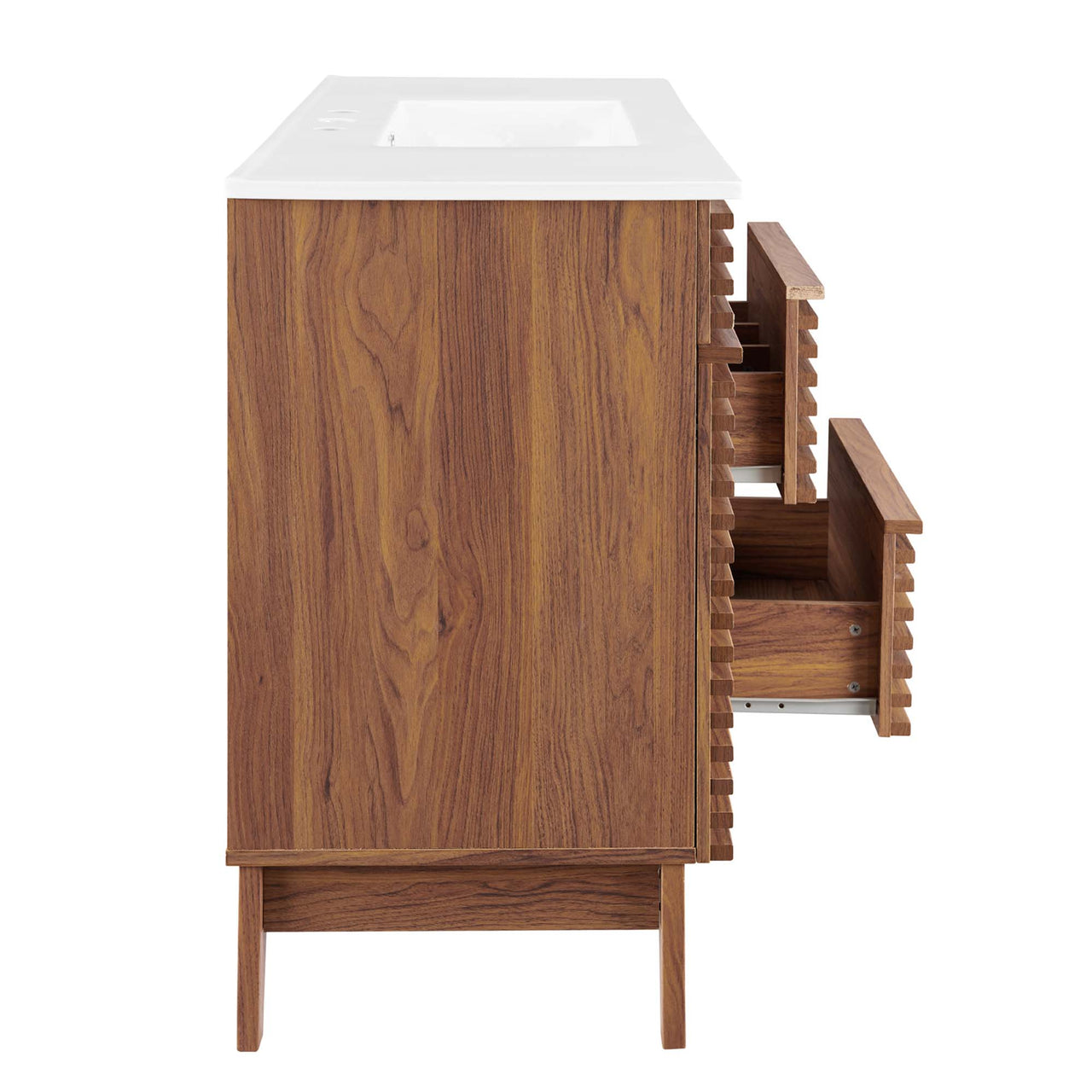 Ventra Single Sink Vanity Unit, Extra Large, Walnut & White