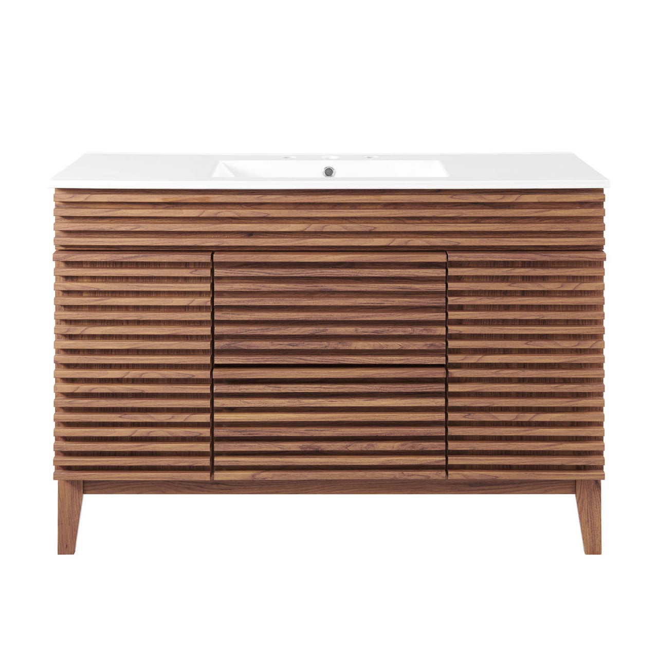 Ventra Single Sink Vanity Unit, Extra Large, Walnut & White