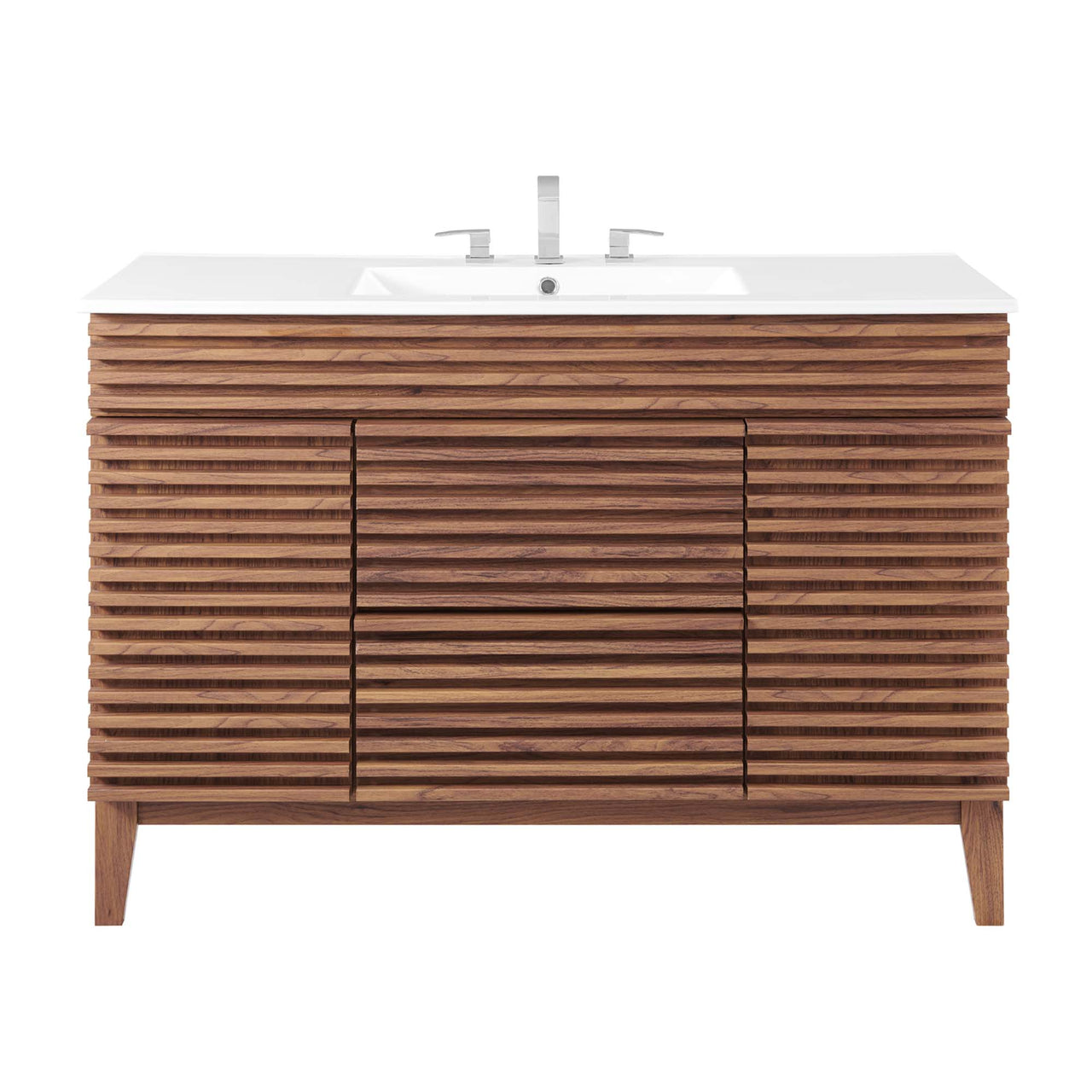 Ventra Single Sink Vanity Unit, Extra Large, Walnut & White