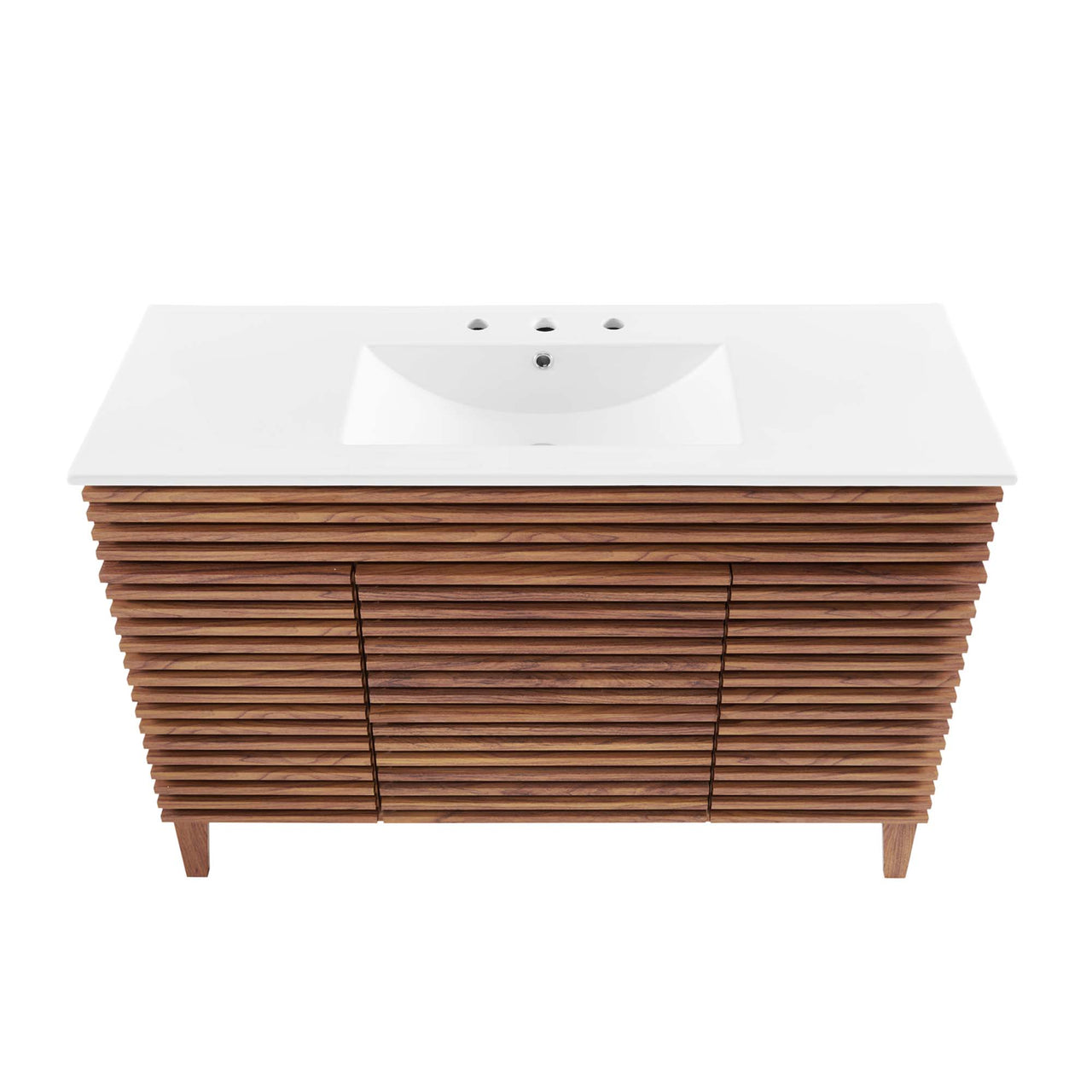 Ventra Single Sink Vanity Unit, Extra Large, Walnut & White