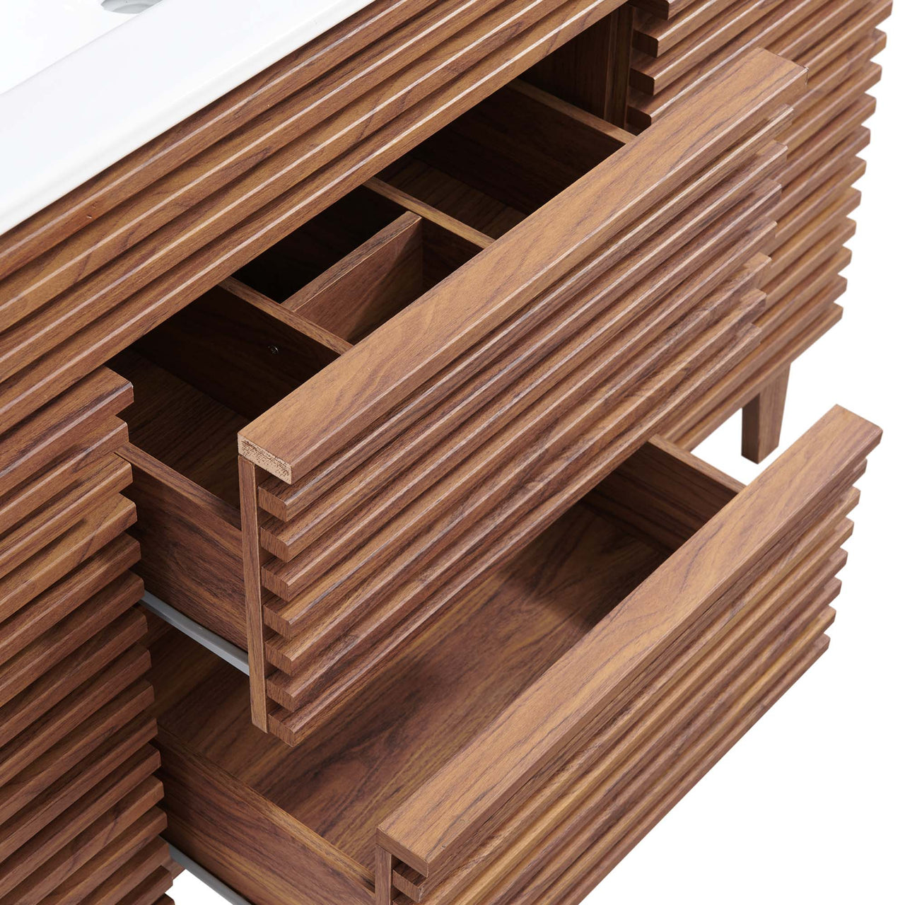 Ventra Single Sink Vanity Unit, Extra Large, Walnut & White