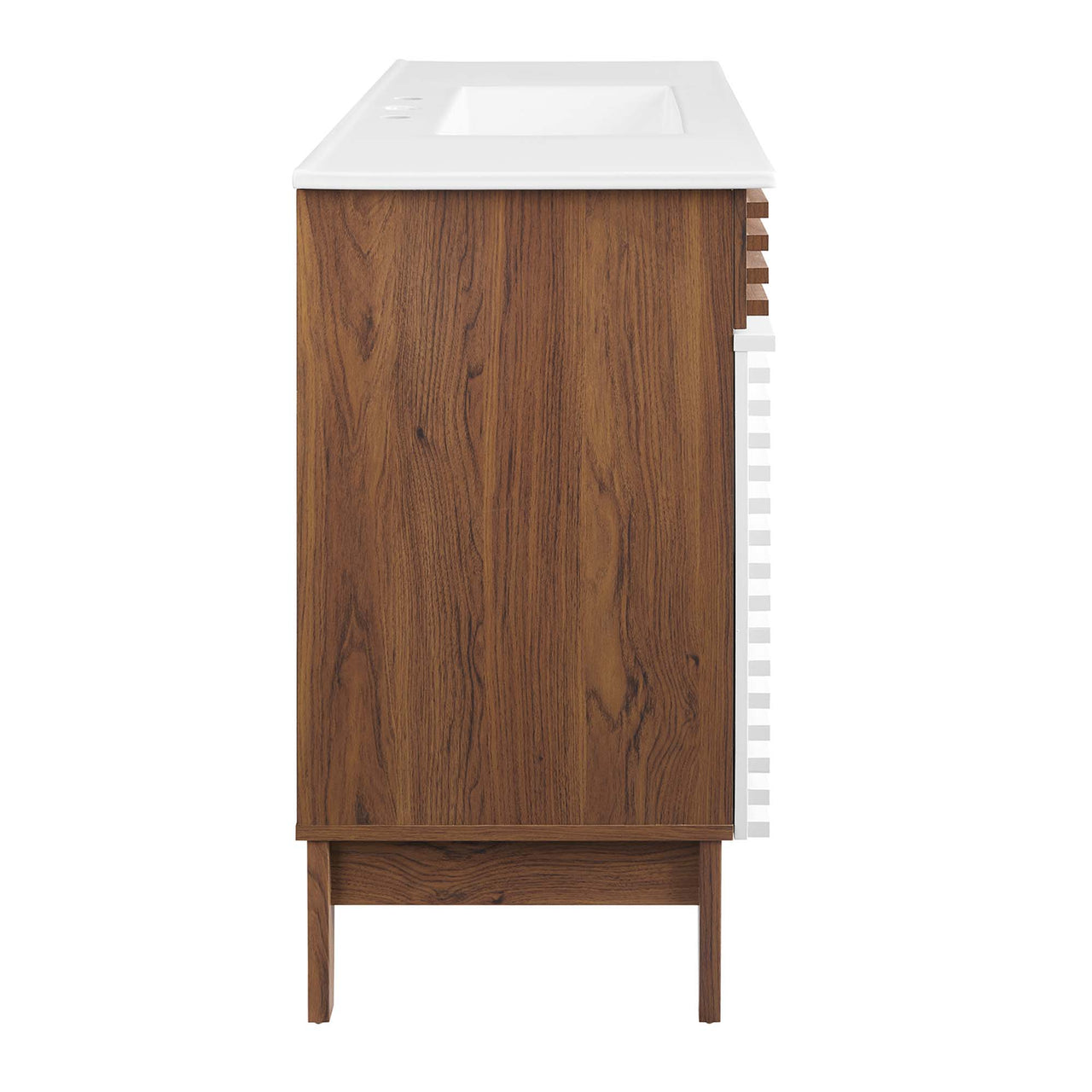Ventra Single Sink Vanity Unit, Extra Large, Walnut & White